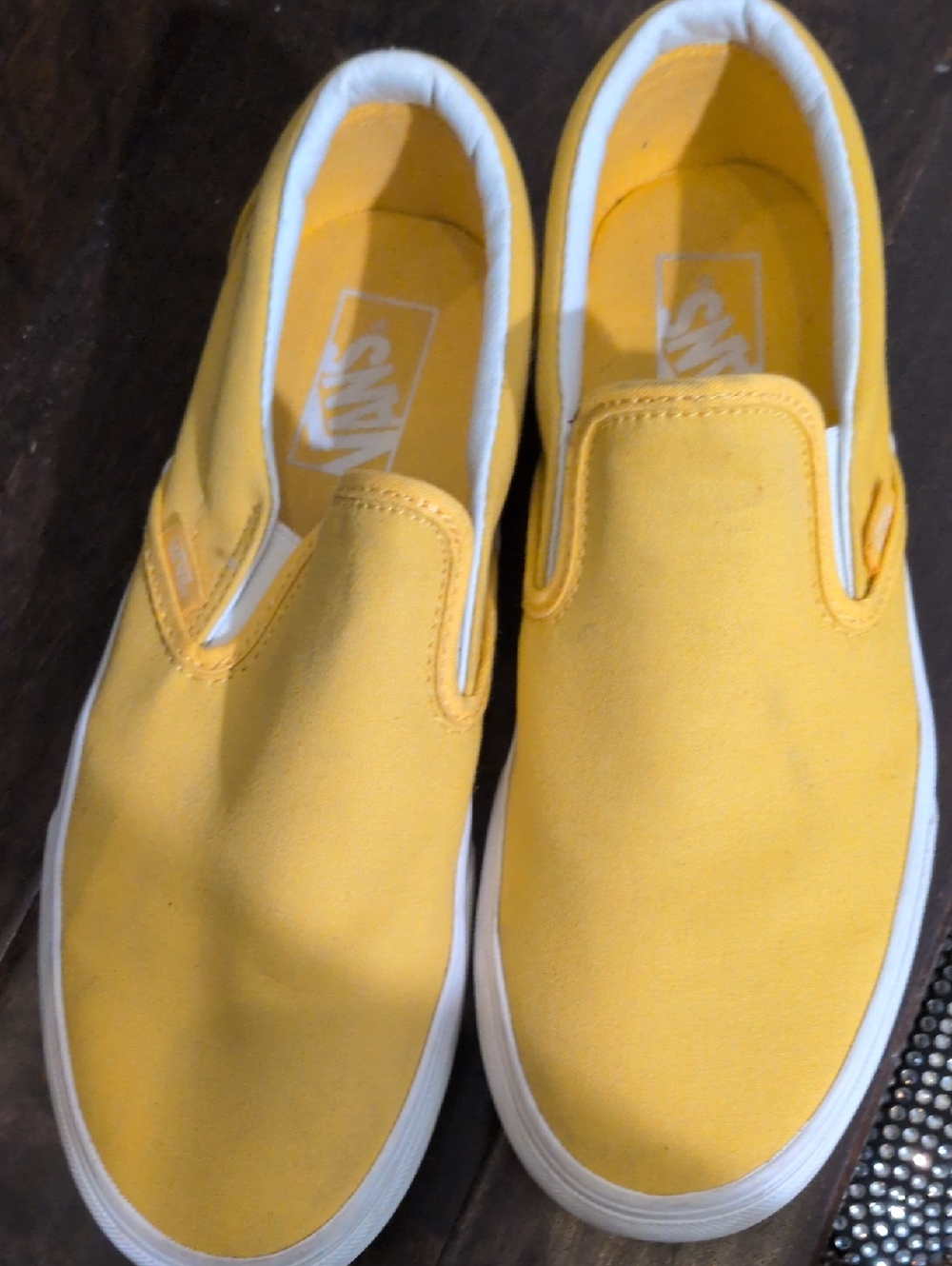 Vans Women's Slip-On Sneakers in Bright Yellow with White Trim